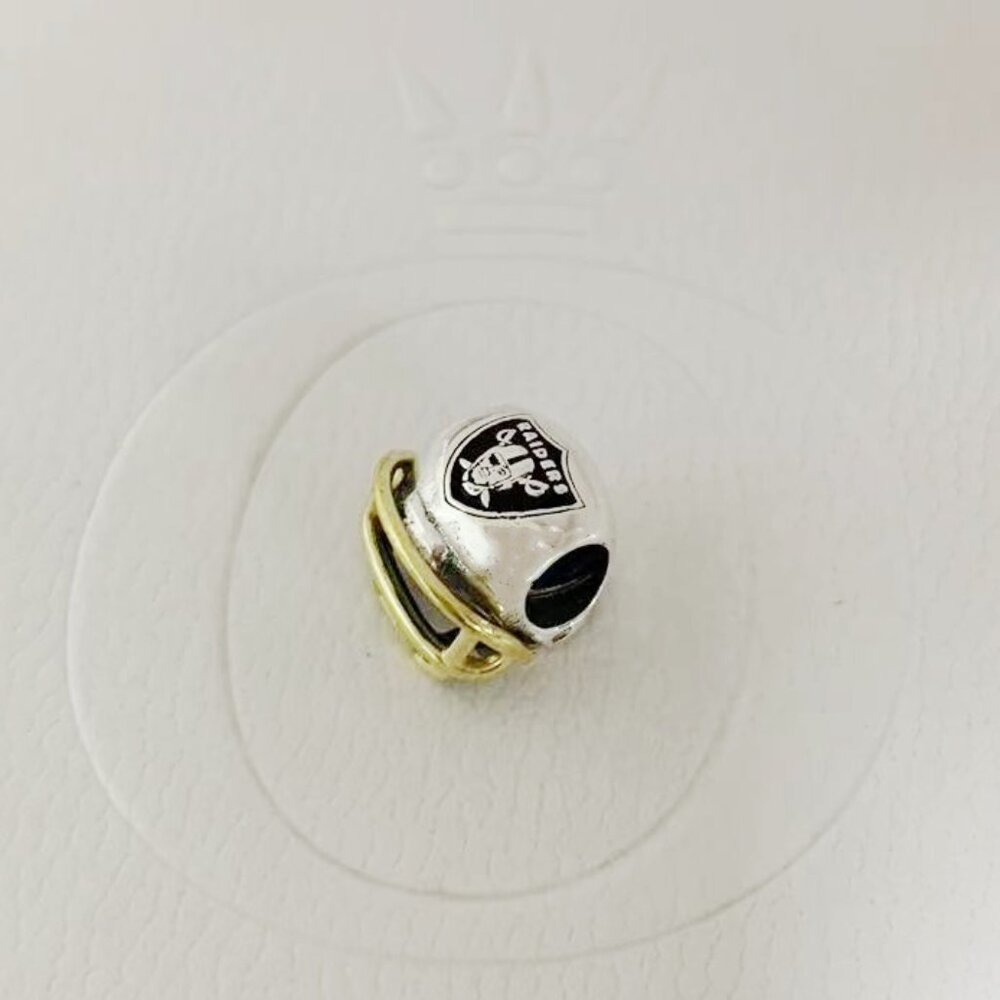 Pandora Las Vegas Raiders Football Helmet Bead Charm Pendant